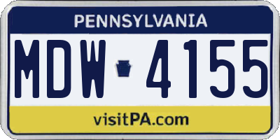 PA license plate MDW4155