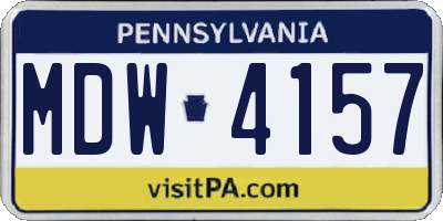 PA license plate MDW4157