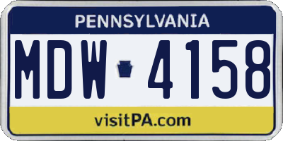 PA license plate MDW4158