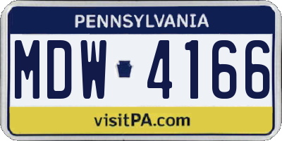 PA license plate MDW4166