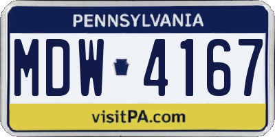 PA license plate MDW4167