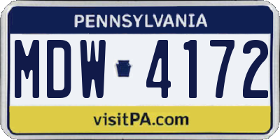 PA license plate MDW4172
