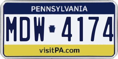 PA license plate MDW4174