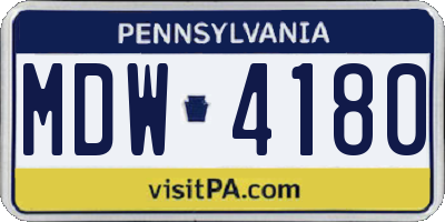PA license plate MDW4180