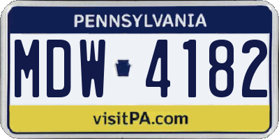 PA license plate MDW4182