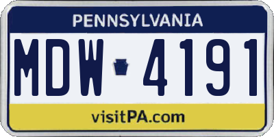 PA license plate MDW4191