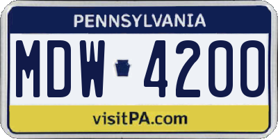 PA license plate MDW4200