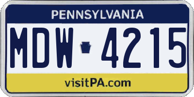 PA license plate MDW4215