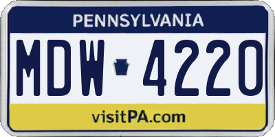 PA license plate MDW4220