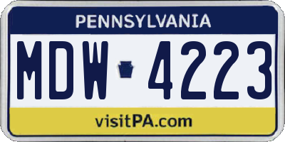 PA license plate MDW4223