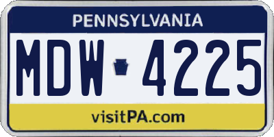 PA license plate MDW4225