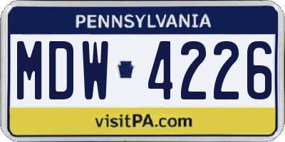 PA license plate MDW4226
