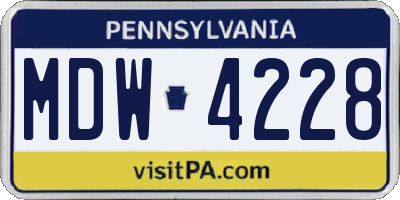 PA license plate MDW4228