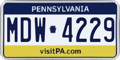 PA license plate MDW4229