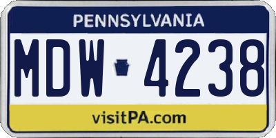 PA license plate MDW4238