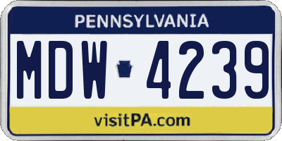 PA license plate MDW4239