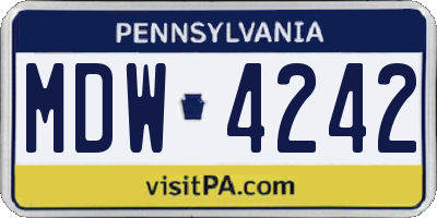PA license plate MDW4242