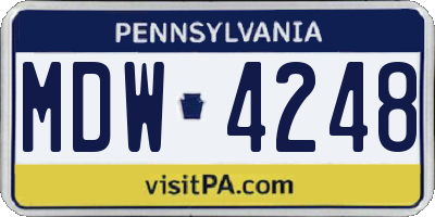 PA license plate MDW4248