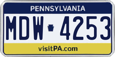 PA license plate MDW4253