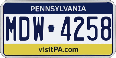 PA license plate MDW4258