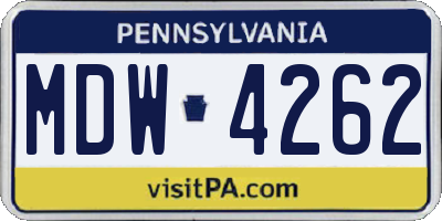 PA license plate MDW4262