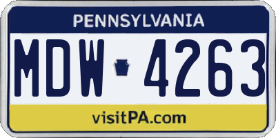 PA license plate MDW4263