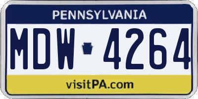 PA license plate MDW4264