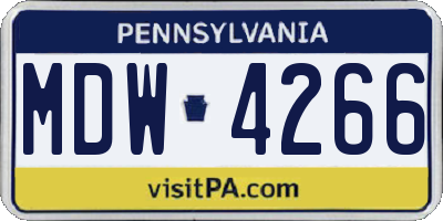 PA license plate MDW4266