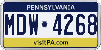 PA license plate MDW4268