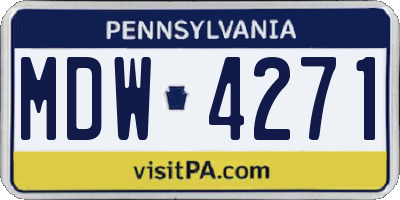 PA license plate MDW4271