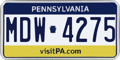 PA license plate MDW4275