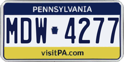PA license plate MDW4277