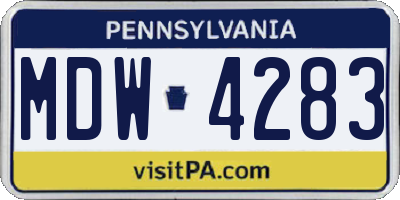 PA license plate MDW4283