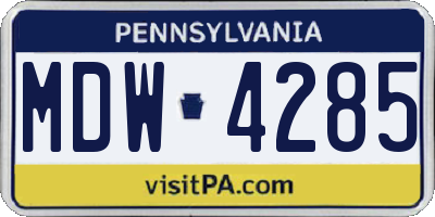 PA license plate MDW4285
