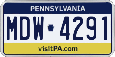 PA license plate MDW4291