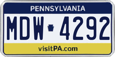 PA license plate MDW4292