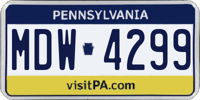 PA license plate MDW4299
