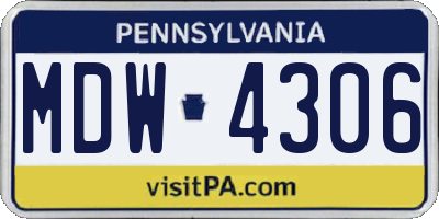 PA license plate MDW4306