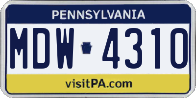 PA license plate MDW4310
