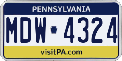 PA license plate MDW4324