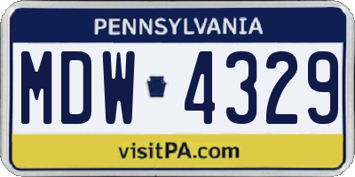 PA license plate MDW4329