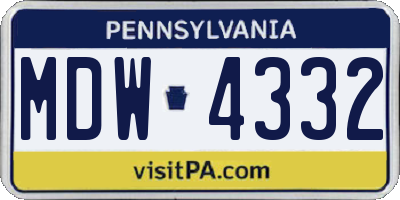 PA license plate MDW4332
