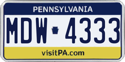 PA license plate MDW4333