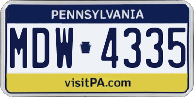 PA license plate MDW4335