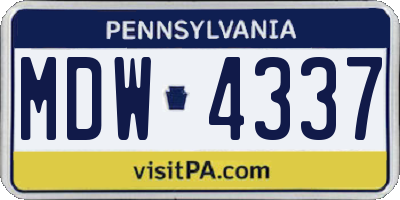 PA license plate MDW4337