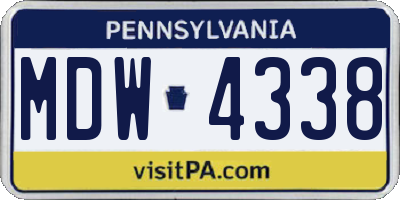 PA license plate MDW4338
