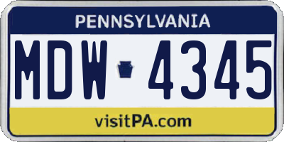 PA license plate MDW4345