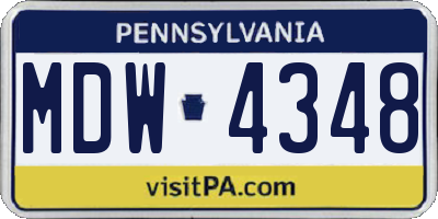 PA license plate MDW4348