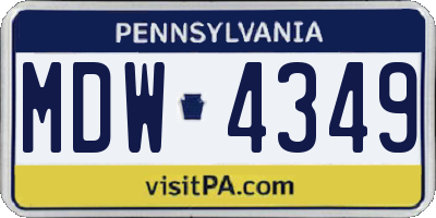 PA license plate MDW4349