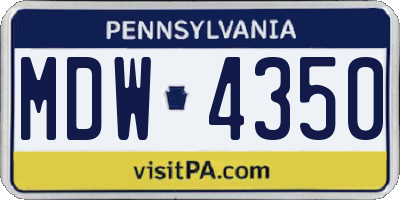 PA license plate MDW4350